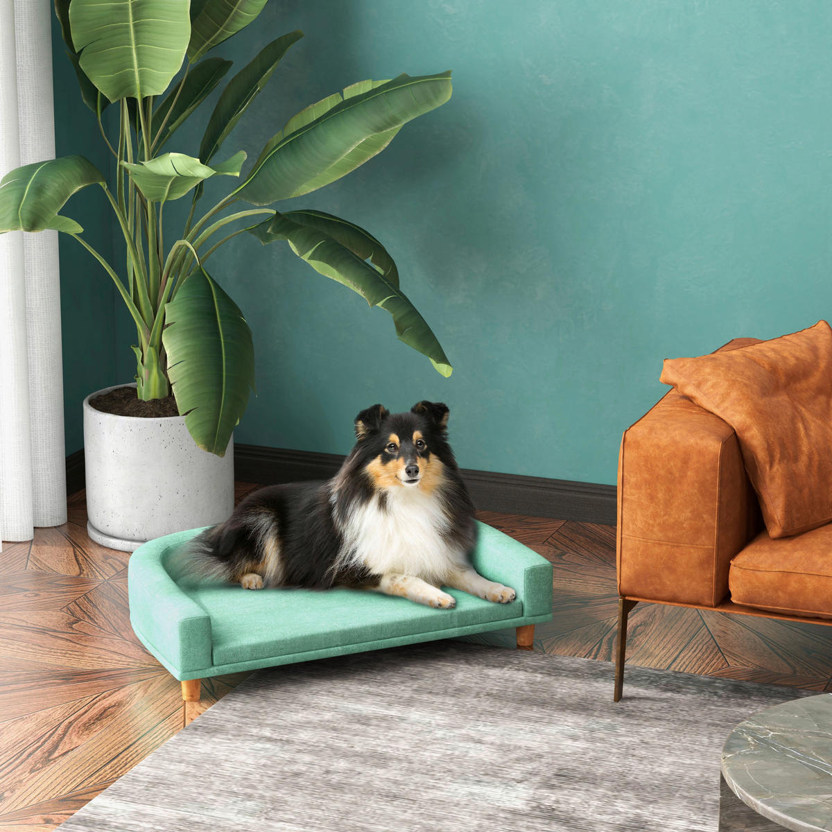 PawHut Hunde-Zubehör grün Edelstahl B/H/L: ca. 67x98x25 cm Hundebett - grün (25,00/67,00/98,00cm) - PawHut