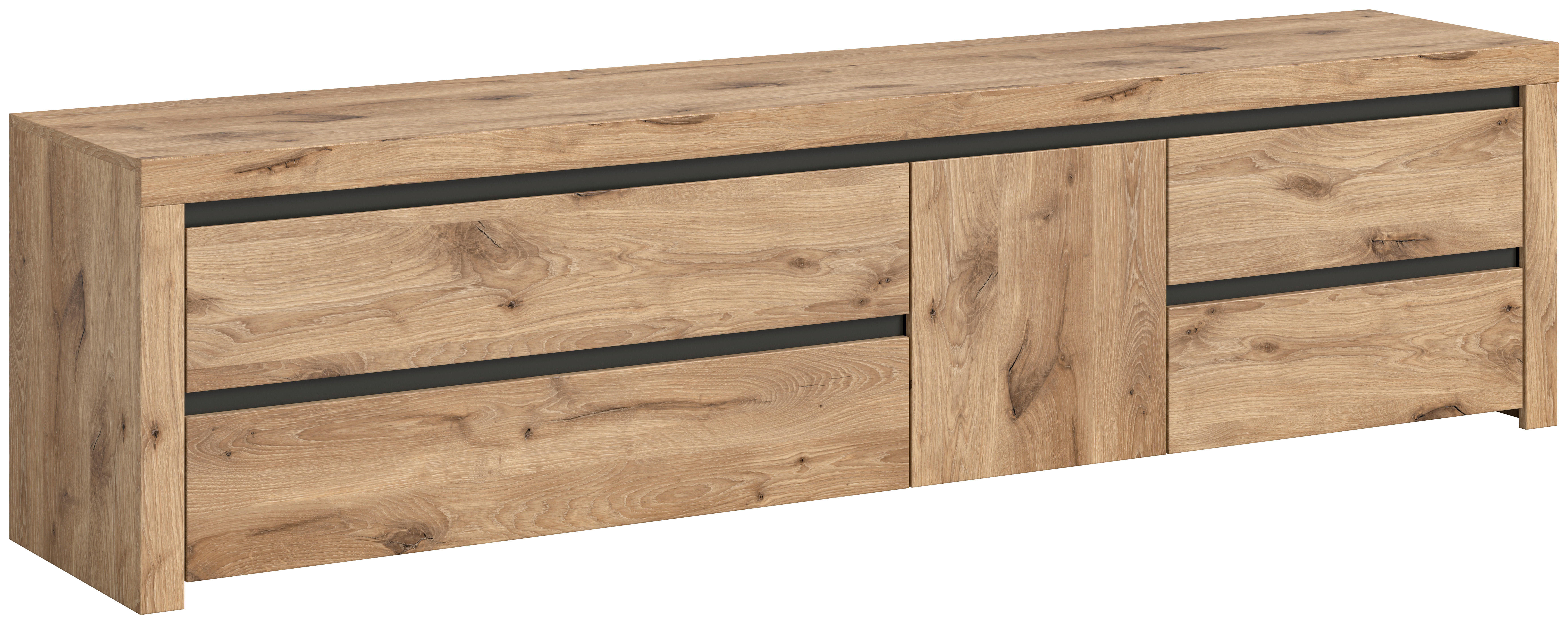 TV-Lowboard Woody Nox Oak Nachbildung anthrazit B/H/T: ca. 211x54x44 cm