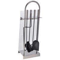 Kaminbesteck silber B/H/T: ca. 22x64,5x15,5 cm Kaminbesteck_5tlg. - schwarz/silber (22,00/64,50/15,50cm)