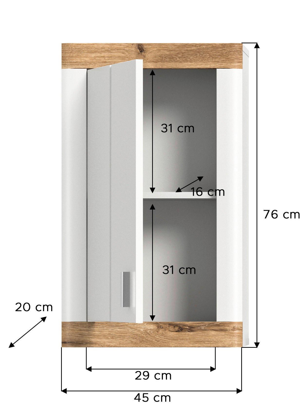 Hängeschrank LAREDO B/H/T: ca. 45x76x20 cm LAREDO - (45,00/76,00/20,00cm) - xonox.home