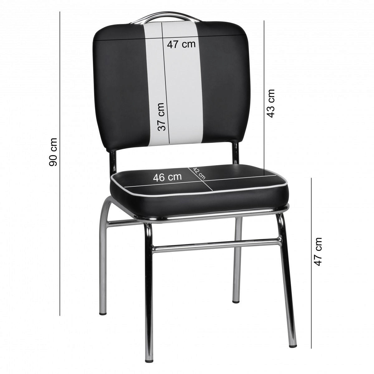 Stuhl schwarz weiß Chrom Kunstleder Metall Kunstleder Esszimmerstuhl - weiß/schwarz - Wohnling