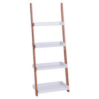 Zeller Leiter-Regal weiß Bambus B/H/T: ca. 55x145x30 cm Leiter-Regal_mit_4_Ablagen - weiß/natur (55,00/145,00/30,00cm) - Zeller