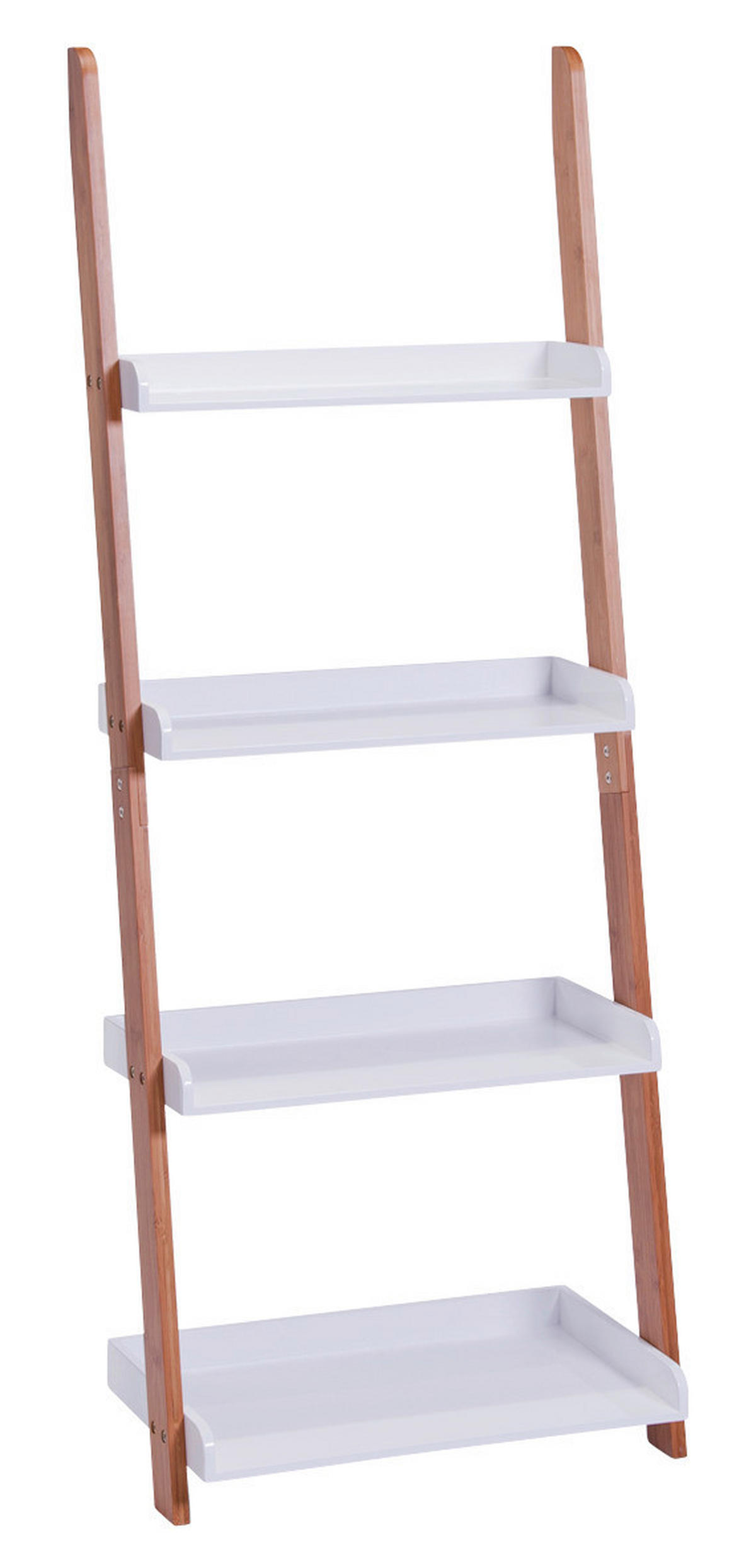 Zeller Leiter-Regal weiß Bambus B/H/T: ca. 55x145x30 cm Leiter-Regal_mit_4_Ablagen - weiß/natur (55,00/145,00/30,00cm) - Zeller