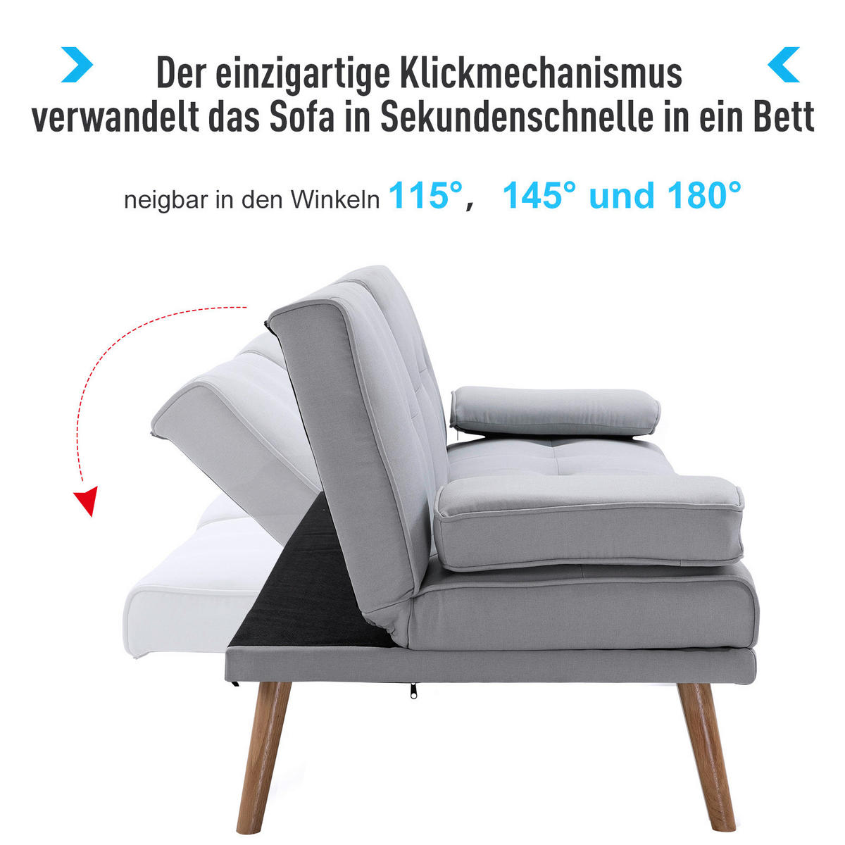 Schlafsofa 833-663 hellgrau B/H/T: ca. 181x78x77 cm 833-663 - hellgrau (181,00/78,00/77,00cm) - HOMCOM