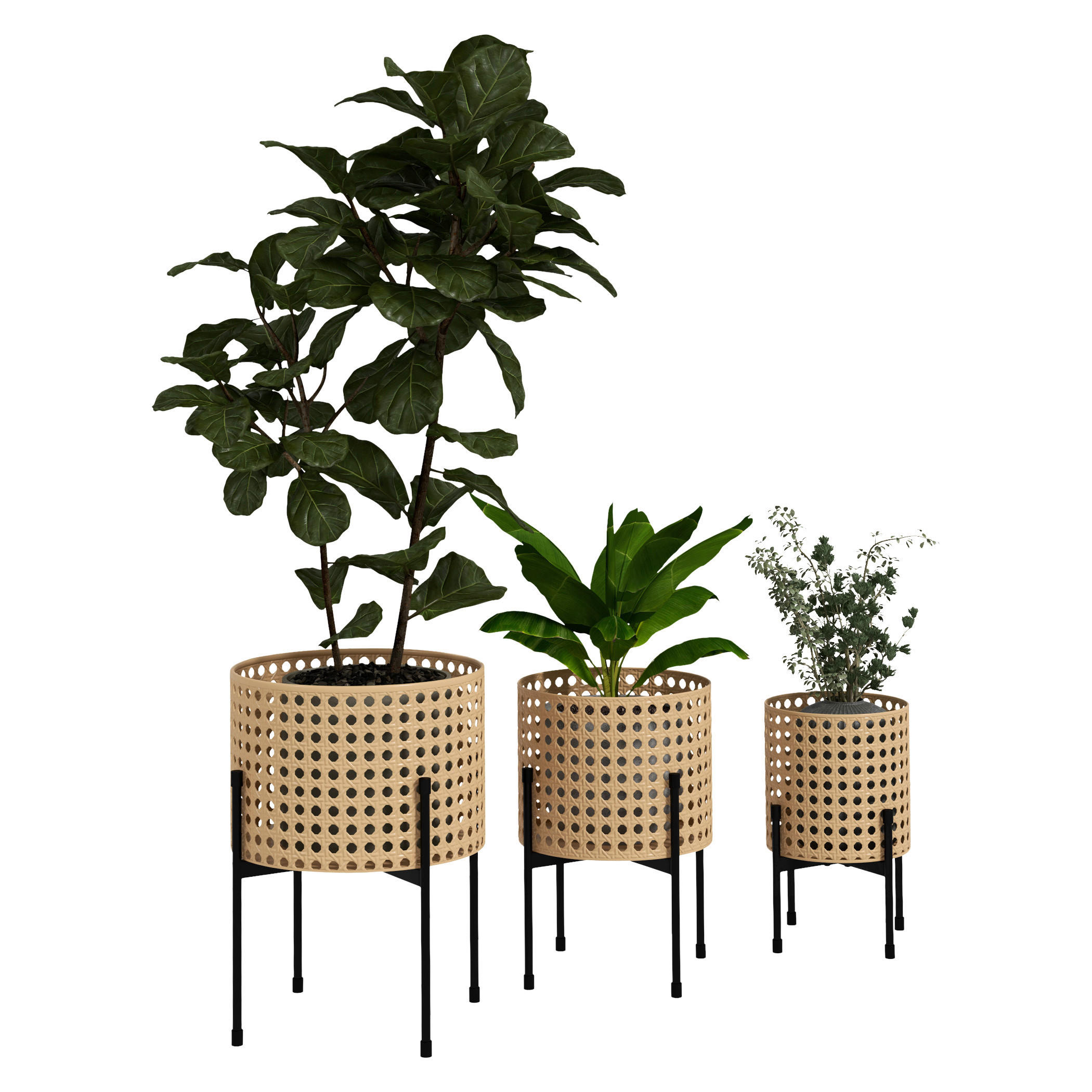 Outsunny Pflanzständer gold Polypropylen B/H/L: ca. 30x30x40 cm Blumenständer-Set - gold (40,00/30,00/30,00cm) - Outsunny