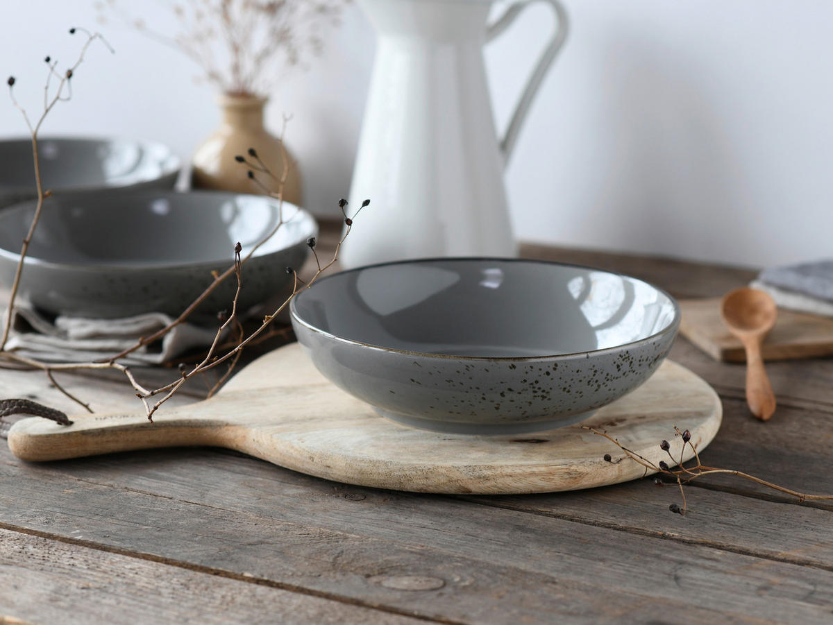 CreaTable Schüssel-Set Nature Collection Stone grau Steinzeug Nature Collection Stone - grau - CreaTable