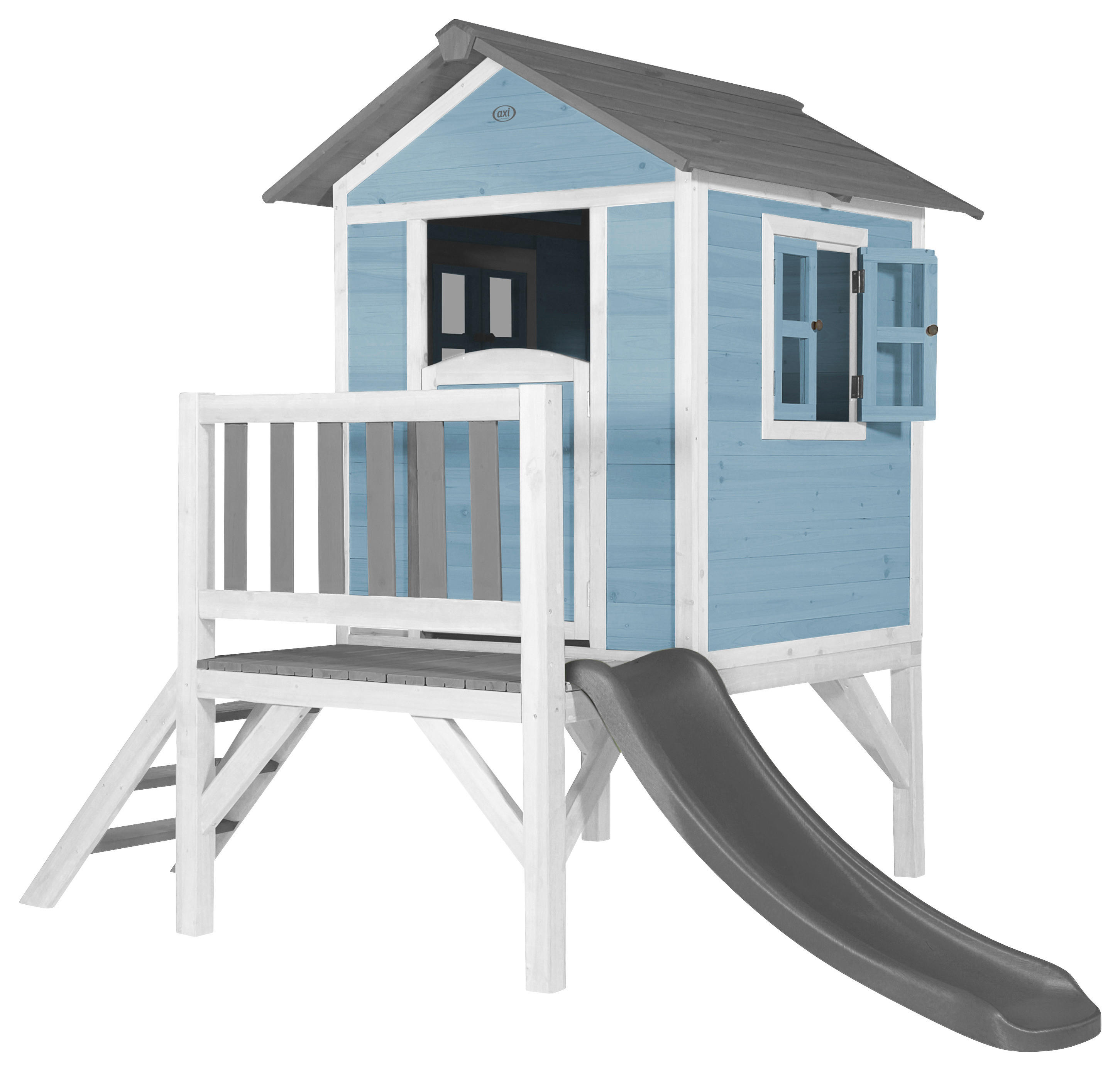 AXI Spielhaus Lodge XL blau B/H/L: ca. 240x189x167 cm Lodge XL - blau/grau (167,00/240,00/189,00cm) - AXI