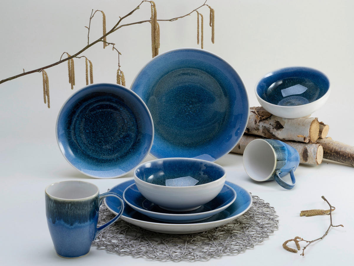 CreaTable Kombiservice Caldera blau Steinzeug 8 tlg. Caldera - blau - CreaTable