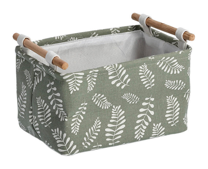 Zeller Aufbewahrungskorb Leaves grün Baumwolle B/H/L: ca. 21x18x30,5 cm Leaves - grün (30,50/21,00/18,00cm) - Zeller