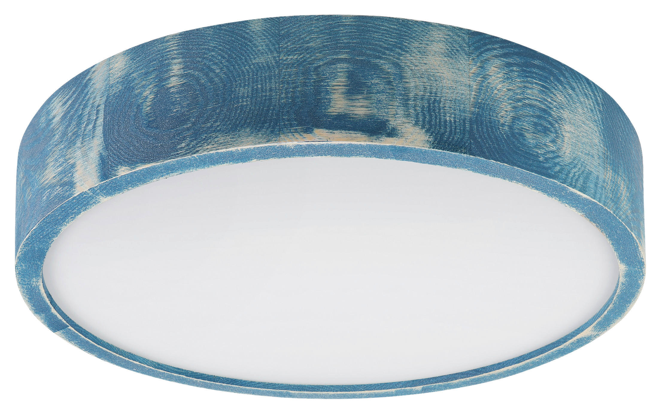 Lamkur Deckenleuchte blau hellbraun Glas Holz B/H/L: ca. 38x38x10 cm 2 Brennstellen Eveline - blau/hellbraun (10,00/38,00/38,00cm) - Lamkur