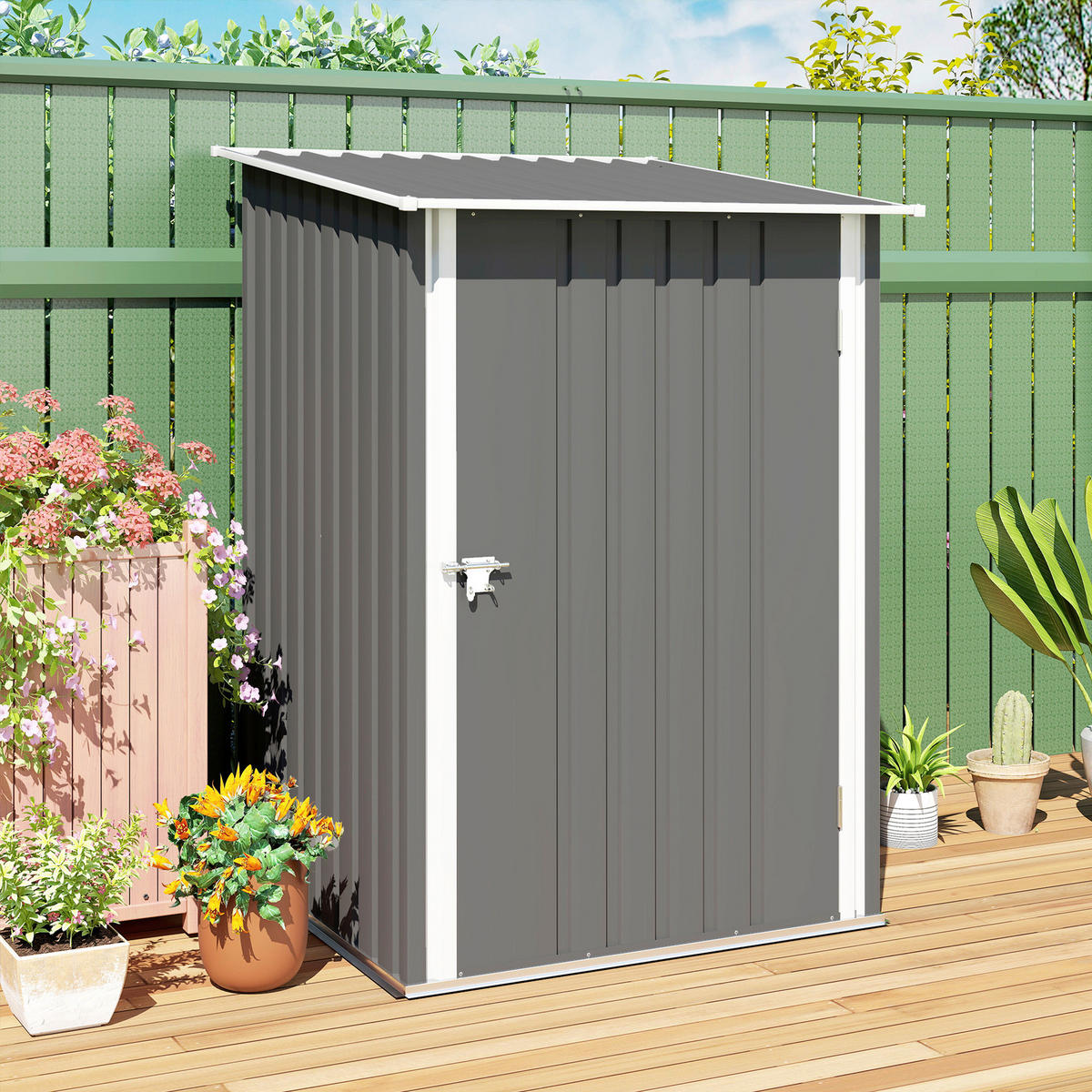 Outsunny Gerätehaus grau B/H/L: ca. 103x160x100 cm Gerätehaus - grau (100,00/103,00/160,00cm) - Outsunny