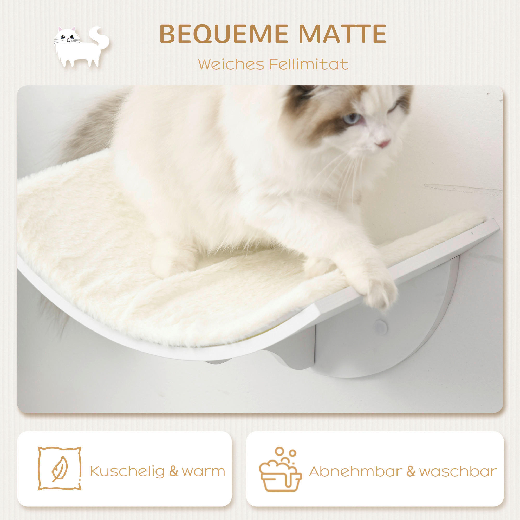 Thumbnail - PawHut Wand-Katzenbett weiß MDF B/H/L: ca. 28x21x41 cm