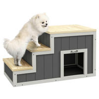 PawHut Hundetreppe, Katzentreppe natur Polypropylen B/H/L: ca. 38,5x79x45 cm Haustiertreppe - natur/grau (45,00/38,50/79,00cm) - PawHut
