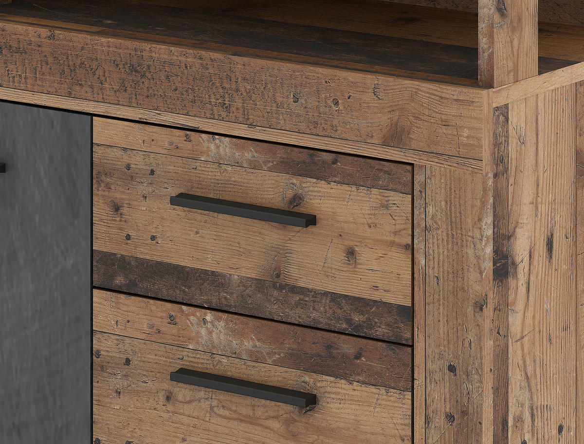 Kommode LUNA MIDI Eiche Old Wood Nachbildung Eiche Matera Nachbildung B/H/T: ca. 119,5x96,8x32 cm LUNA MIDI - Eiche (119,50/96,80/32,00cm) - WIPMEB
