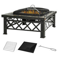 Outsunny Feuerschale schwarz Schiefer B/H/T: ca. 76x47x76 cm Feuerschale - schwarz (76,00/47,00/76,00cm) - Outsunny