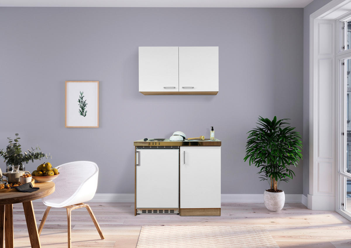 Respekta Miniküche 100 weiß matt B/H/T: ca. 100x200x60 cm 100 - Eiche/weiß (100,00/200,00/60,00cm) - Respekta