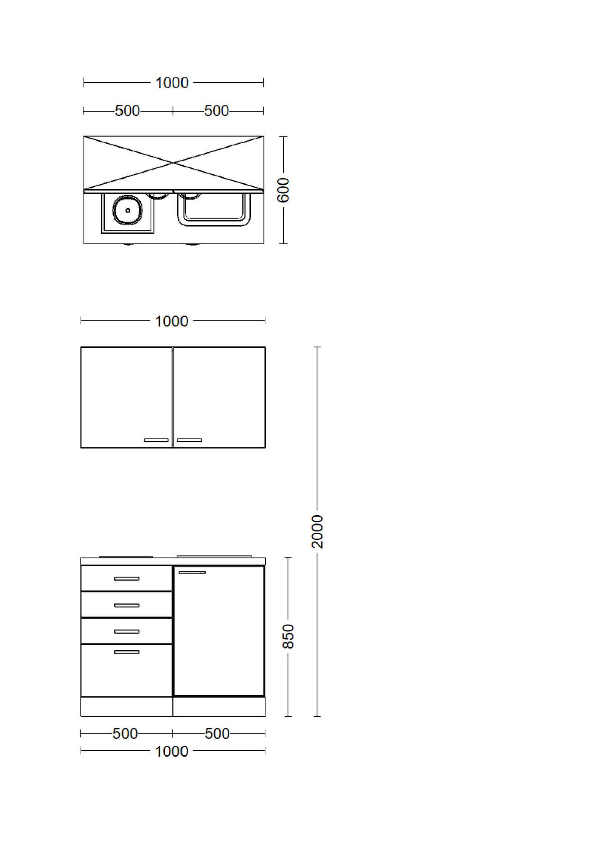Küchenblock Samoa weiß B/H/T: ca. 100x200x60 cm Samoa - Eiche/weiß (100,00/200,00/60,00cm) - Flex-Well