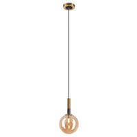 Lamkur Pendelleuchte ROLLO 49342 gold schwarz Glas Stahl H/L: ca. 120x15 cm E27 1 Brennstellen Rollo - gold/schwarz (15,00cm) - Lamkur