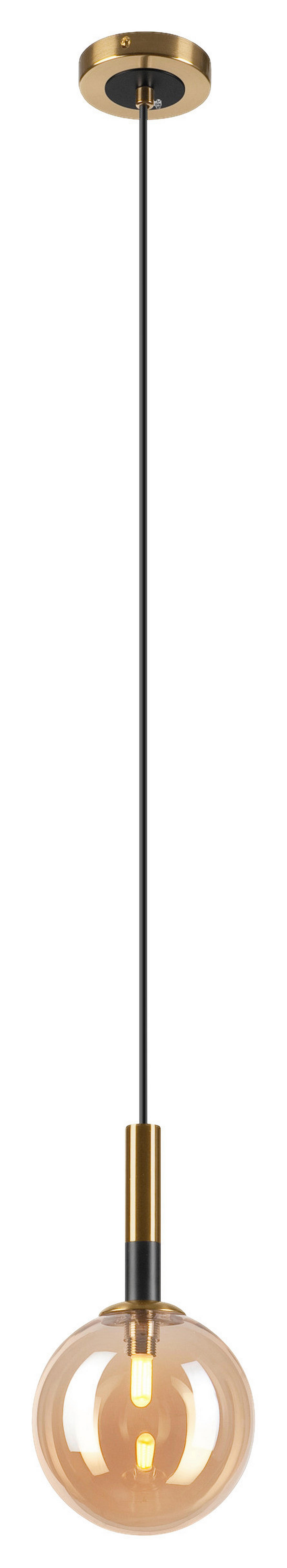 Lamkur Pendelleuchte ROLLO 49342 gold schwarz Glas Stahl H/L: ca. 120x15 cm E27 1 Brennstellen Rollo - gold/schwarz (15,00cm) - Lamkur