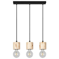 SPOT Light Pendelleuchte SP-7161350  Pino natur schwarz Holz Metall B/H/L: ca. 8x105x52 cm E27 3 Brennstellen Pino - natur/schwarz (52,00/8,00/105,00cm) - SPOT Light