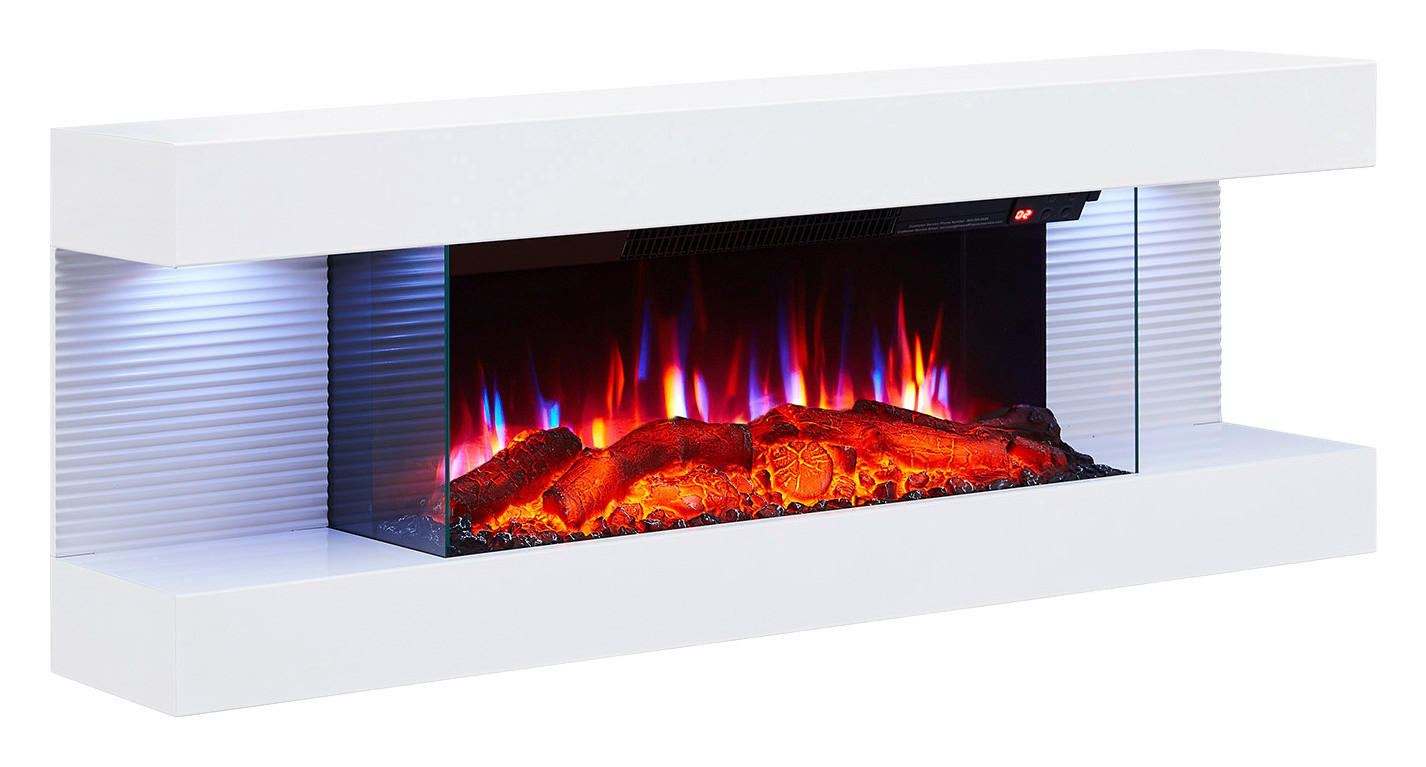 Balderia Elektrischer-Kamin weiß Metall B/H/T: ca. 112x41,8x21,6 cm Lumina - weiß (112,00/41,80/21,60cm) - Balderia
