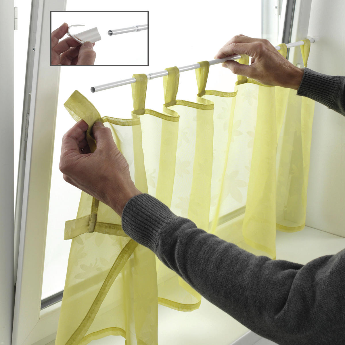 Vitragenstange Klemmvitrage - weiß (1,00cm) - Boviva