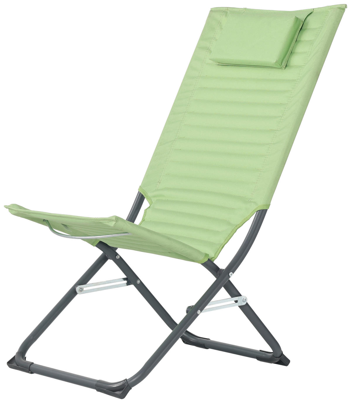 POCOline Campingstuhl dunkelgrau Stahlrohr B/H/L: ca. 70x86x48 cm Campingstuhl_mit_Kopfkissen - dunkelgrau/grün (48,00/70,00/86,00cm) - POCOline