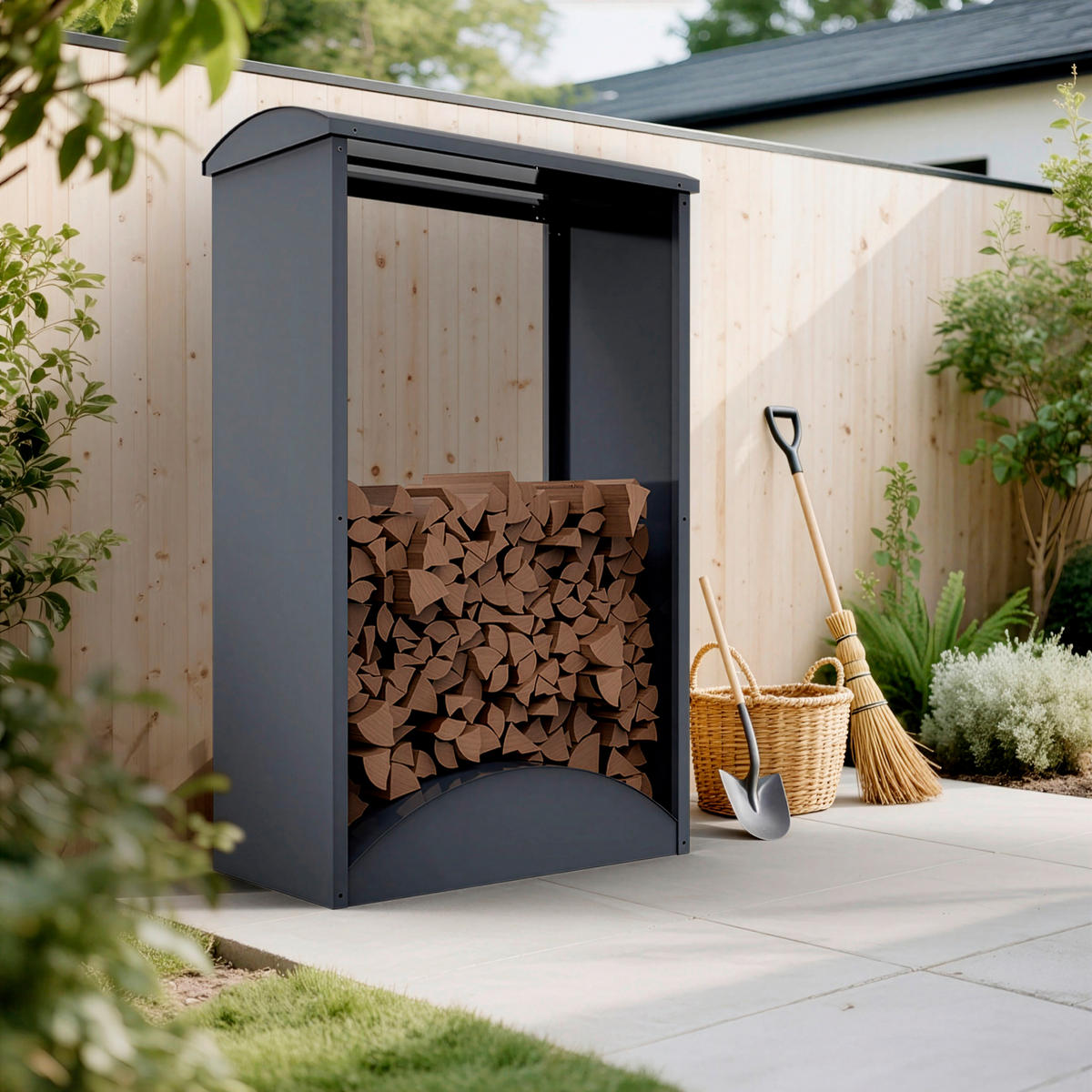 Westmann Kaminholzregal Castra anthrazit B/H/L: ca. 98x160x52 cm Castra - anthrazit (52,00/98,00/160,00cm) - Westmann