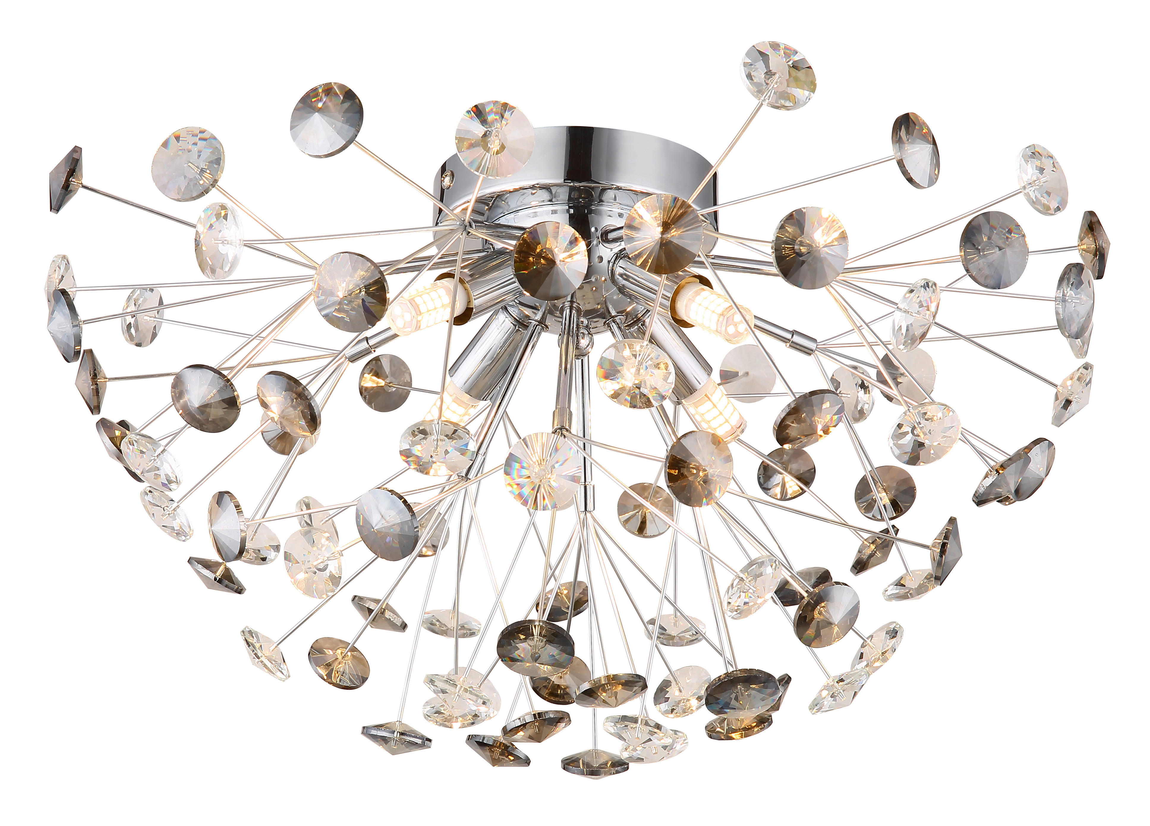 GLOBO LED-Deckenleuchte Rauch Chrom Metall H/D: ca. 25x45 cm 4 Brennstellen KATRINA - Chrom/Rauch (45,00/25,00cm) - GLOBO