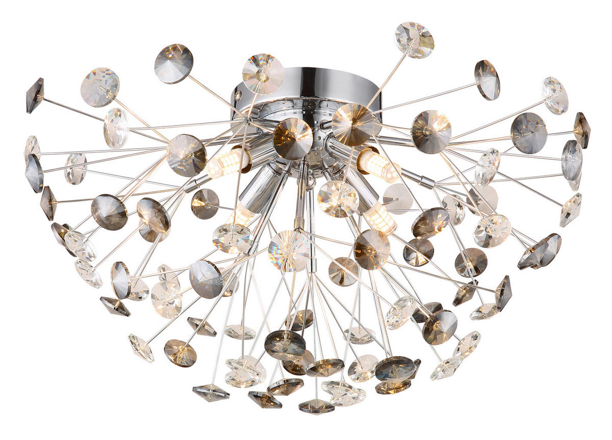 GLOBO LED-Deckenleuchte Rauch Chrom Metall H/D: ca. 25x45 cm 4 Brennstellen KATRINA - Chrom/Rauch (45,00/25,00cm) - GLOBO