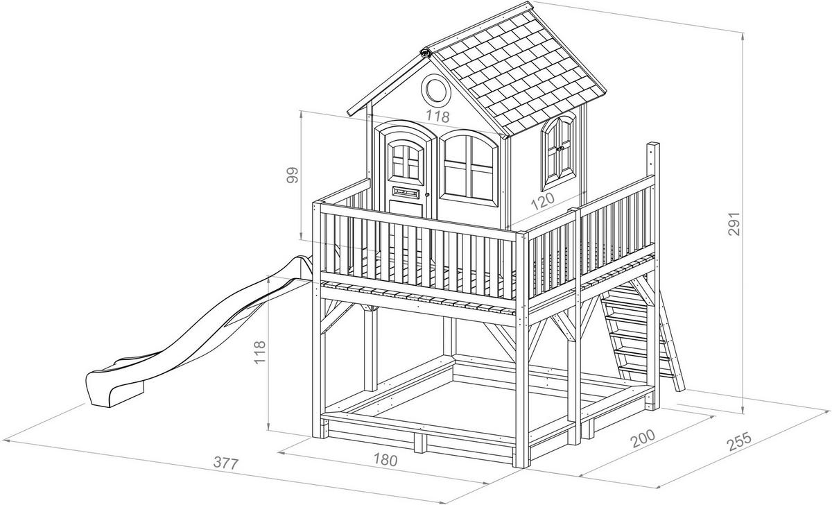 AXI Spielhaus Liam braun B/H/L: ca. 377x291x255 cm Liam - braun/weiß (255,00/377,00/291,00cm) - AXI
