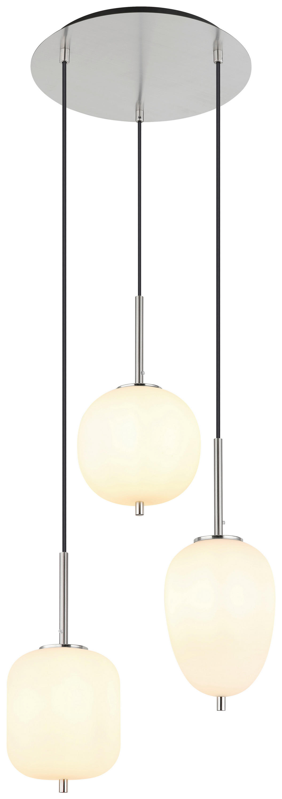 GLOBO Pendelleuchte nickel Glas Metall H/D: ca. 120x46 cm 3.0 Brennstellen 15345-3NO - nickel (46,00/120,00cm) - GLOBO