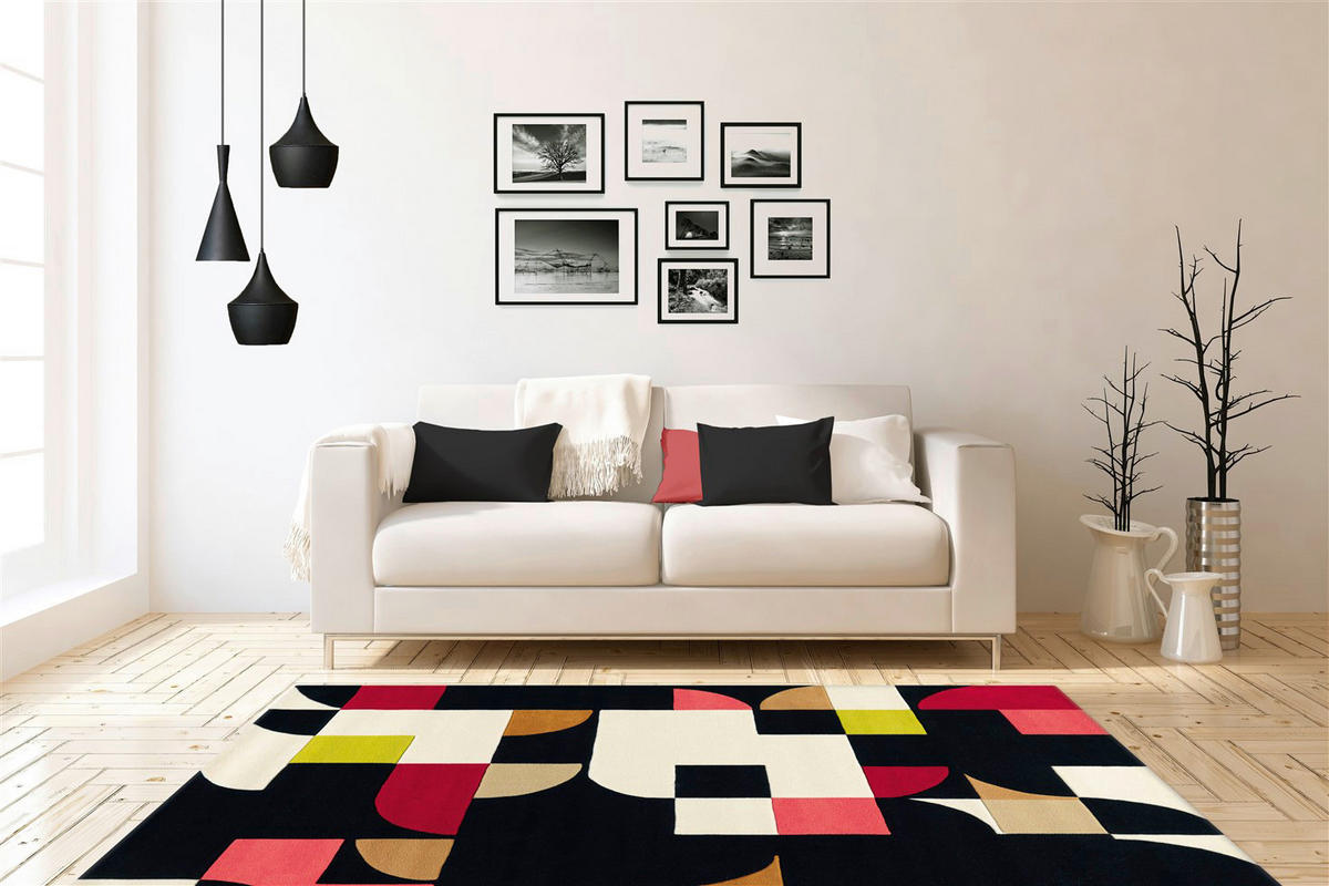 Arte Espina Kurzflorteppich Spirit 3105 schwarz B/L: ca. 140x200 cm Spirit 3105 - schwarz/mehrfarbig (140,00/200,00cm) - Arte Espina