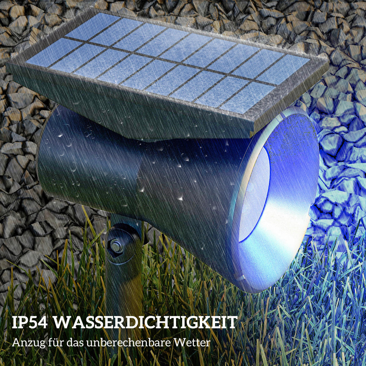 Solar-Gartenleuchte schwarz Kunststoff B/H/L: ca. 15x38x10,6 cm Solar-Gartenleuchte - schwarz (10,60/15,00/38,00cm) - Outsunny
