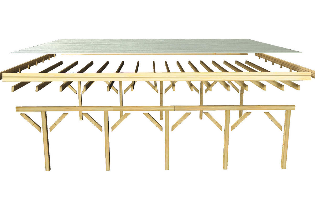 Karibu Carport Classic 1A B/H/T: ca. 598x237x480 cm Classic 1A - natur (598,00/237,00/480,00cm) - Karibu
