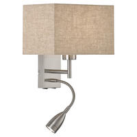 Fischer & Honsel LED-Wandleuchte 30320 sand nickel matt Leinen Metall B/H/T: ca. 25x38x20 cm E27 1 Brennstellen Dream - sand/nickel matt (25,00/38,00/20,00cm) - Fischer & Honsel