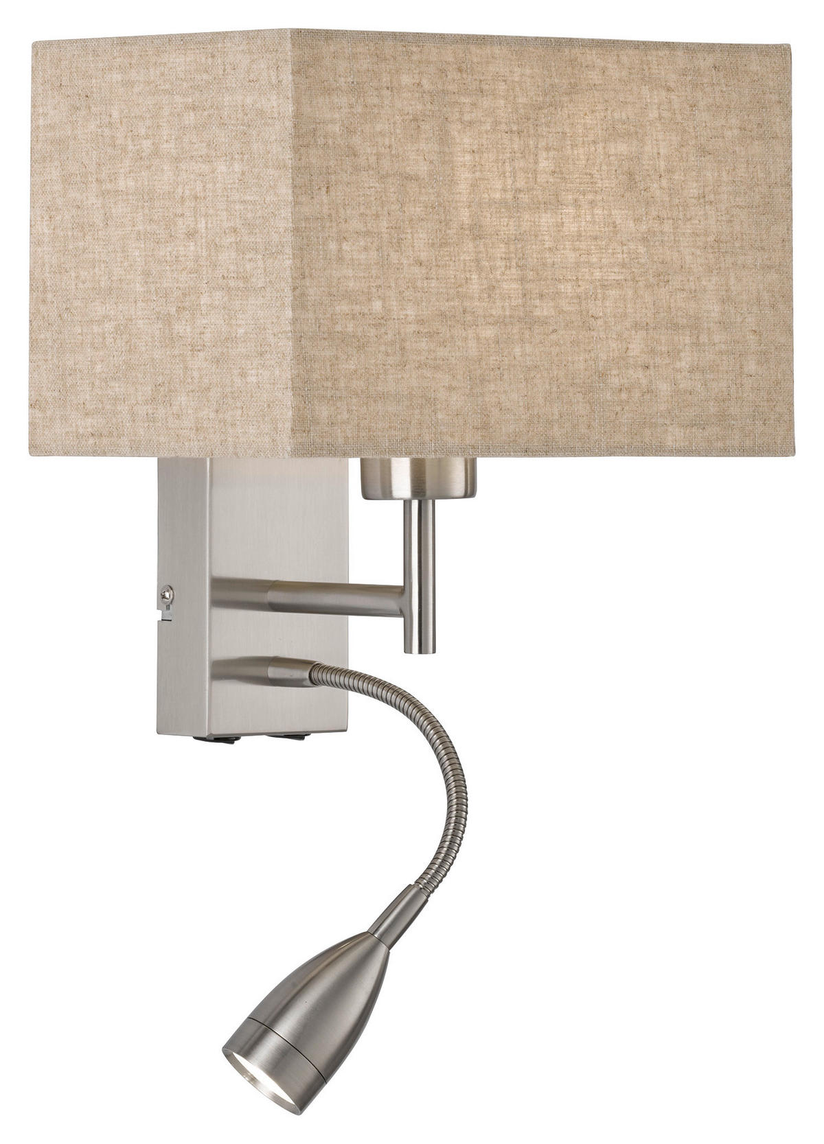 Fischer & Honsel LED-Wandleuchte 30320 sand nickel matt Leinen Metall B/H/T: ca. 25x38x20 cm E27 1 Brennstellen Dream - sand/nickel matt (25,00/38,00/20,00cm) - Fischer & Honsel