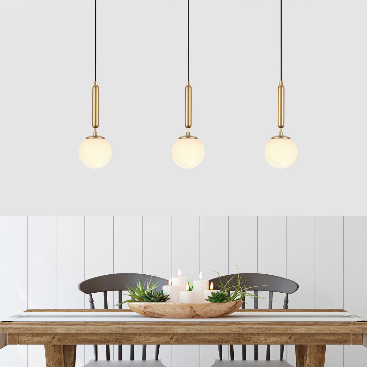 Opviq Pendelleuchte King gold Metall Glas B/H/T/L/D: ca. 15x139x15x15x15 cm E14 1 Brennstellen King - gold (15,00/15,00/139,00cm) - Opviq