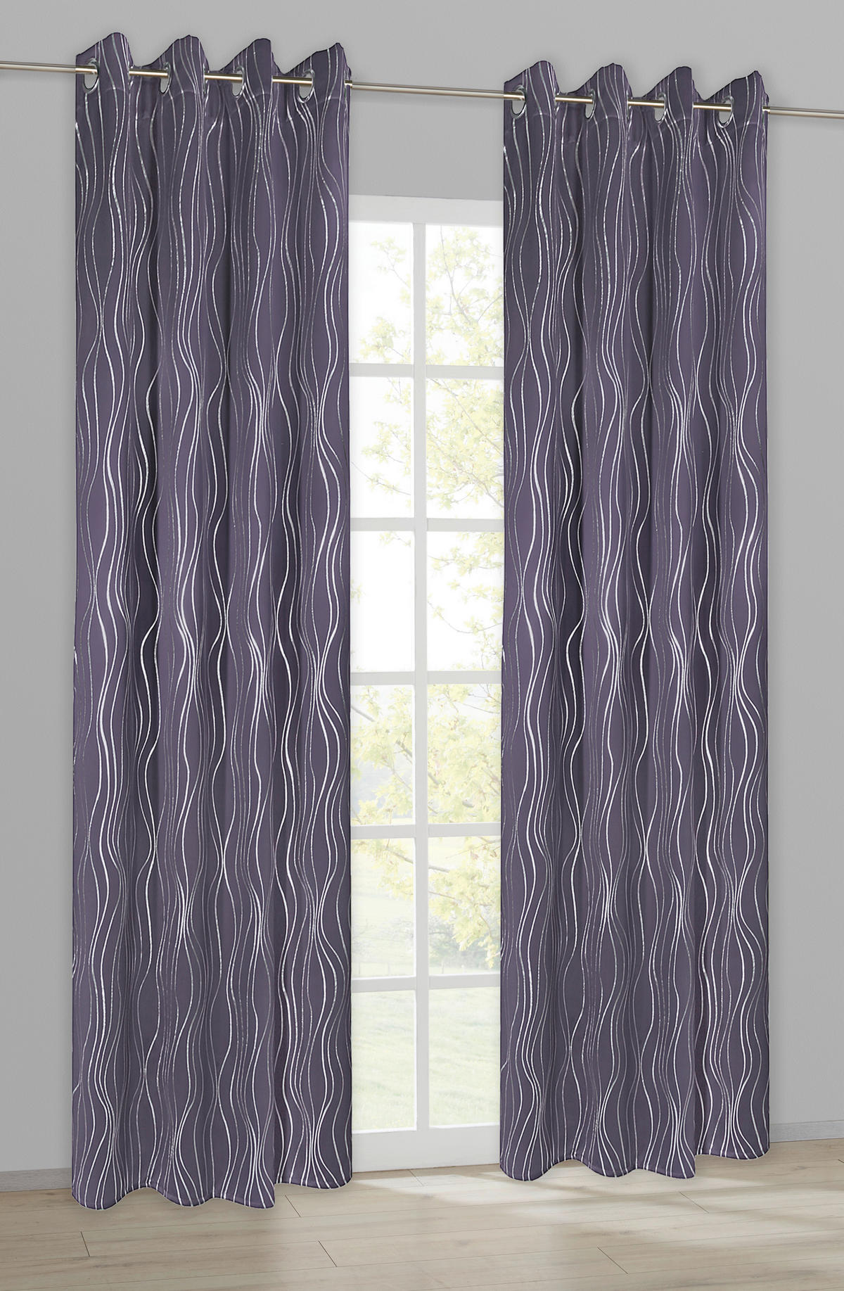 Verdunklungsvorhang Monaco grau B/L: ca. 135x245 cm Monaco - silber/grau (135,00/245,00cm)