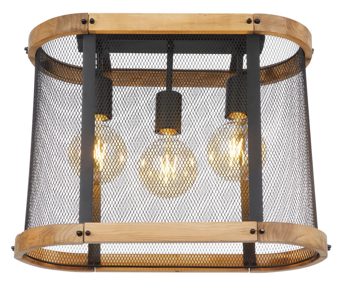 GLOBO Deckenleuchte 15661D Jeanie schwarz dunkelbraun Metall Holz B/H/T: ca. 45x38x20 cm E27 3 Brennstellen Jeanie - dunkelbraun/schwarz (45,00/38,00/20,00cm) - GLOBO