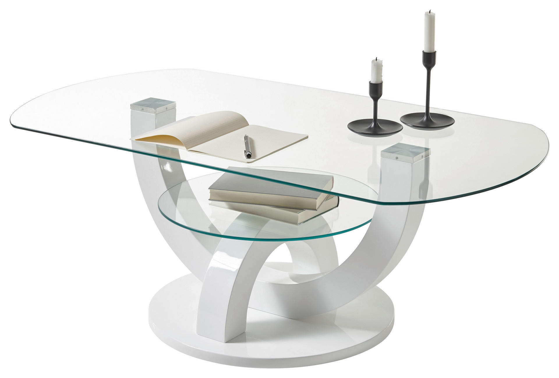 Glascouchtisch Boston weiß glasklar B/H/T: ca. 110x40x60 cm Boston - weiß/glasklar (110,00/40,00/60,00cm)