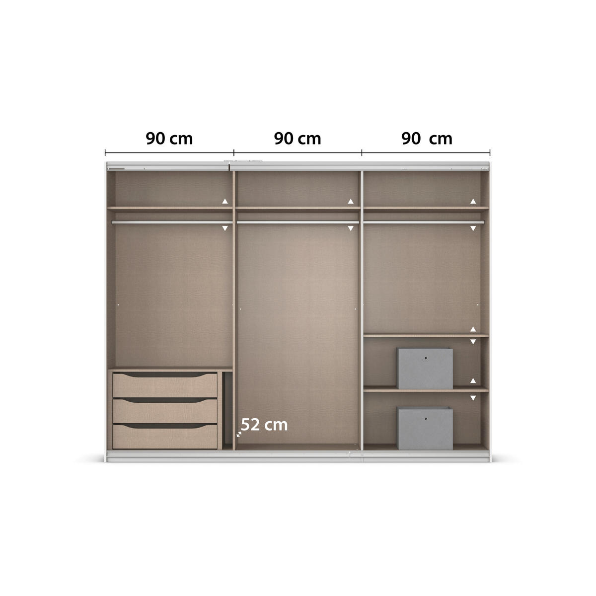 Kleiderschrank Kulmbach grau B/H/T: ca. 271x210x62 cm Kulmbach - Alu/grau (271,00/210,00/62,00cm)