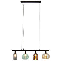 Nowa Pendelleuchte 30170408 schwarz Metall Glas B/H/T: ca. 80x150x14,5 cm E14 4 Brennstellen TELESTO - schwarz (80,00/150,00/14,50cm) - Nowa