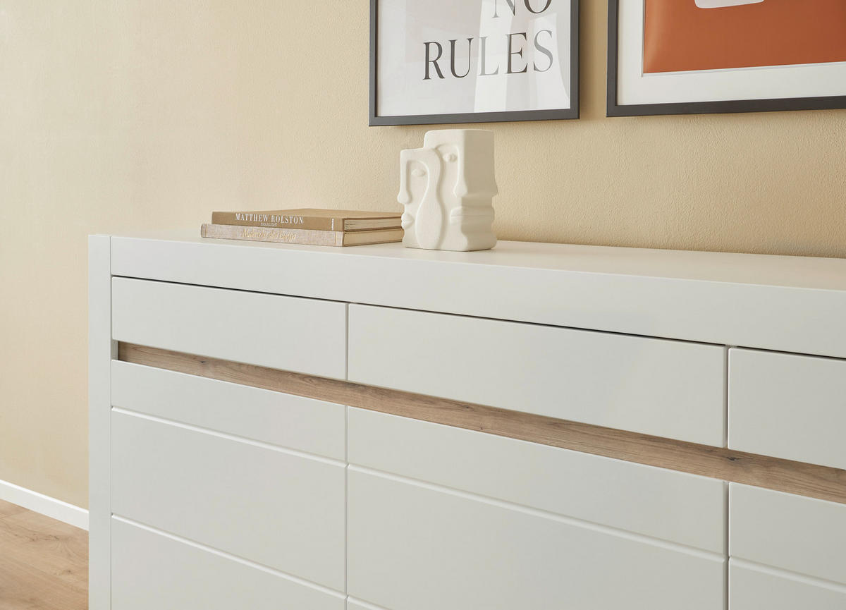 Sideboard Chester weiß matt B/H/T: ca. 217x90x42 cm Chester - weiß (217,00/90,00/42,00cm)
