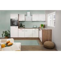 Respekta Winkelküche KBL280EYWS weiß B/H/T: ca. 280x205x172 cm KBL280EYWS - Eiche/weiß (280,00/205,00/172,00cm) - Respekta