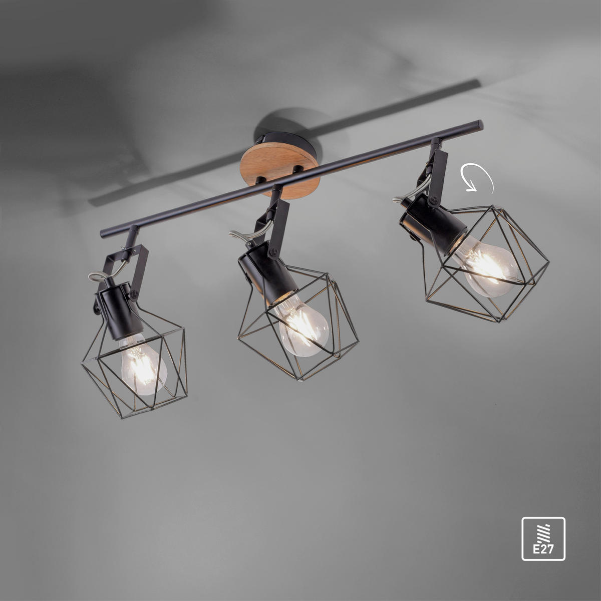 Just Light Spotbalken 15673-78 Eisen B/H/L: ca. 28x31x83 cm E27 3 Brennstellen Spotbalken_3flg.Jaro - (83,00/28,00/31,00cm) - Just Light