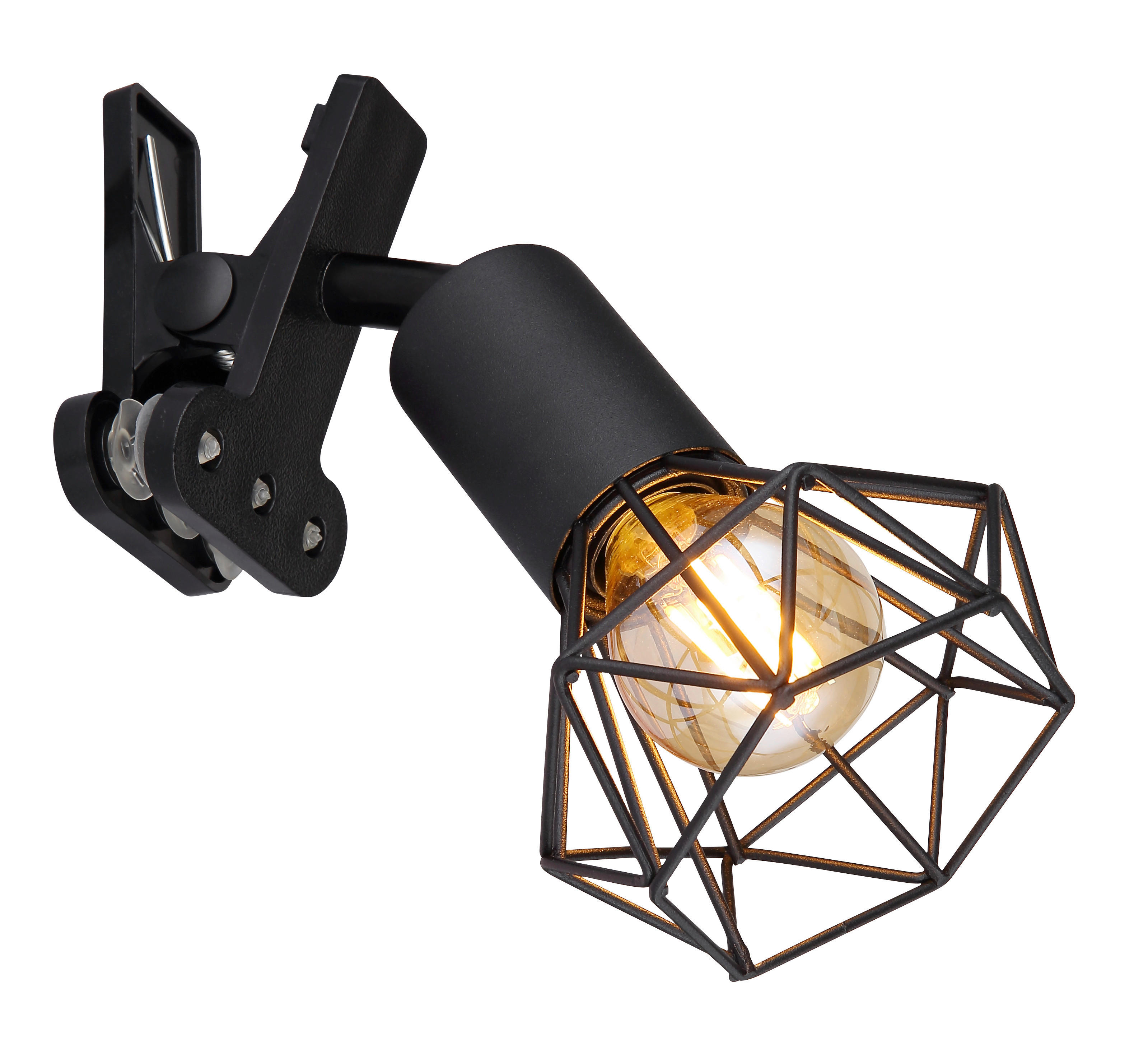 GLOBO Klemmspot schwarz Metall B/H/T: ca. 9,2x18x17 cm E14 1 Brennstellen XARA I - schwarz (9,20/18,00/17,00cm) - GLOBO
