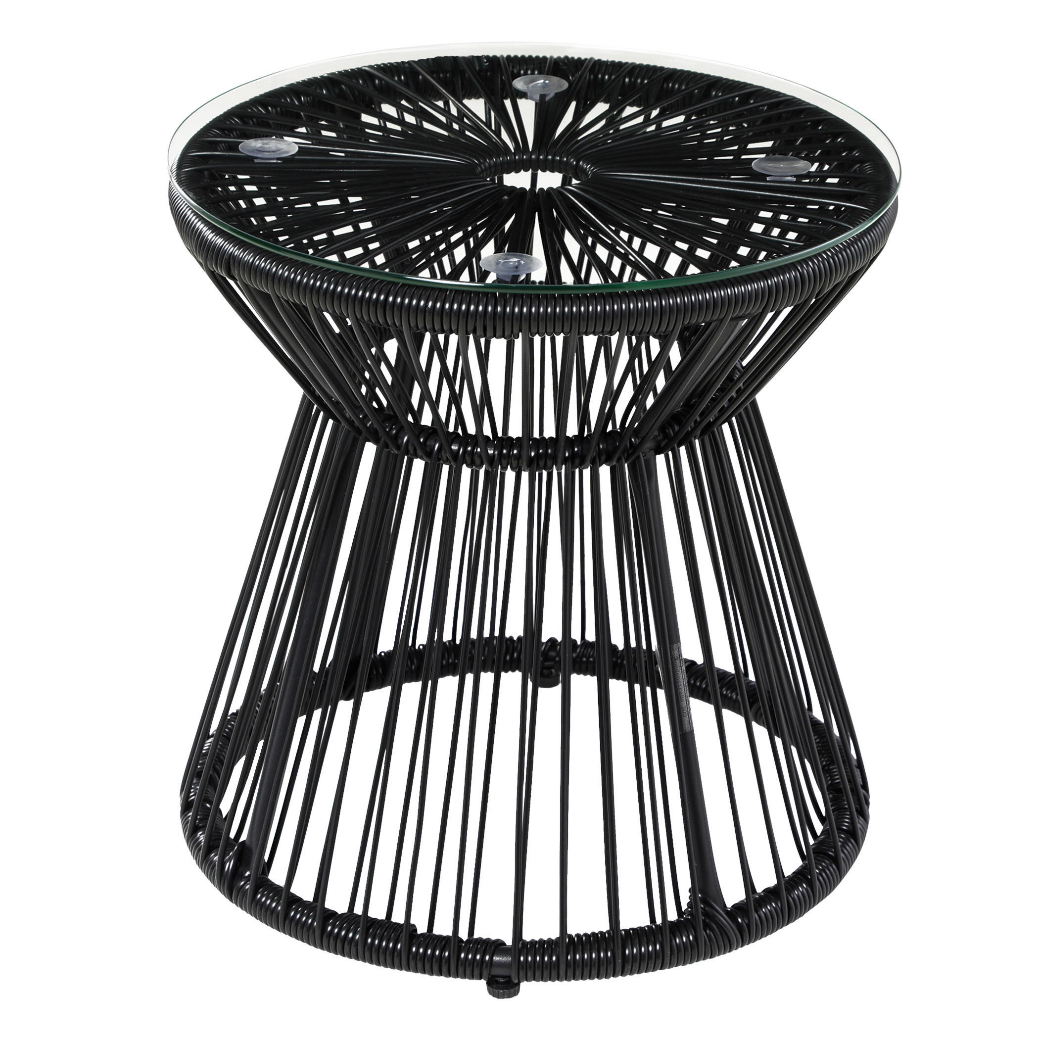 Outsunny Beistelltisch schwarz Eisen B/H/L: ca. 40x40x42 cm Rattan_Beistelltisch - schwarz (42,00/40,00/40,00cm) - Outsunny