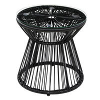 Outsunny Beistelltisch schwarz Eisen B/H/L: ca. 40x40x42 cm Rattan_Beistelltisch - schwarz (42,00/40,00/40,00cm) - Outsunny