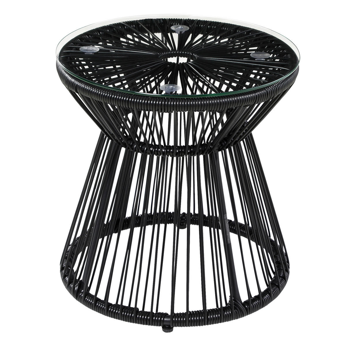 Outsunny Beistelltisch schwarz Eisen B/H/L: ca. 40x40x42 cm Rattan_Beistelltisch - schwarz (42,00/40,00/40,00cm) - Outsunny